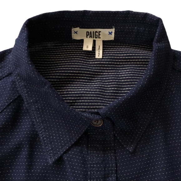 Paige Kadie Blue Button Down Polka Dot Shirt - Picture 4 of 7